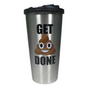 Get Poop‎ Done Stainless Steel Coffee Travel Mug Emoji NIB 18oz 20838
